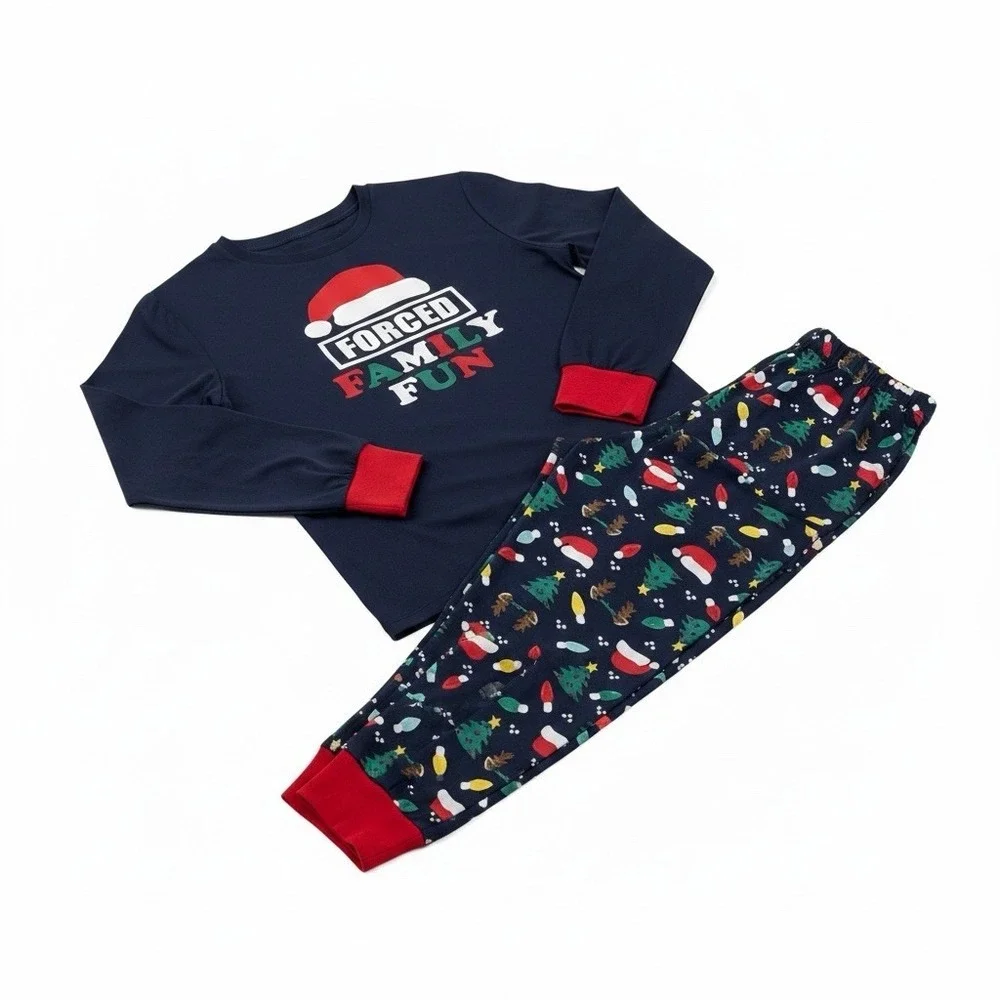 Holiday Time Unisex Kids S (28-30) Navy 2pc Lounge Set Christmas Long Sleeve